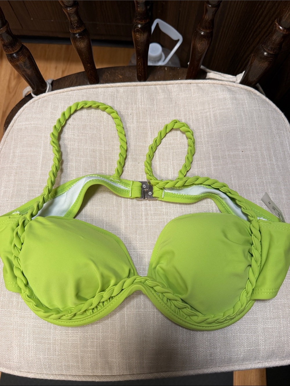 aerie Lime Green Braided Strap Bikini Top